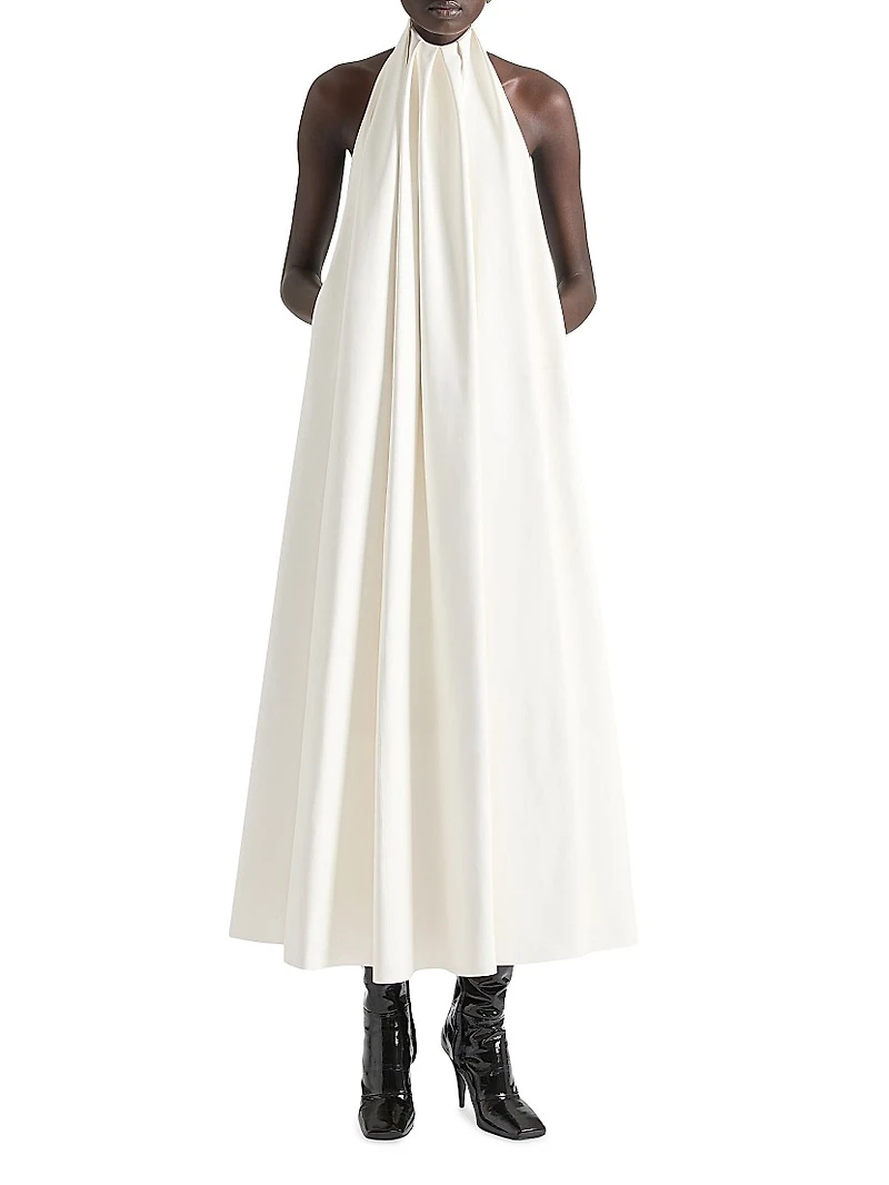 Draped evening dress nappa leather
