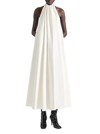 Draped evening dress nappa leather