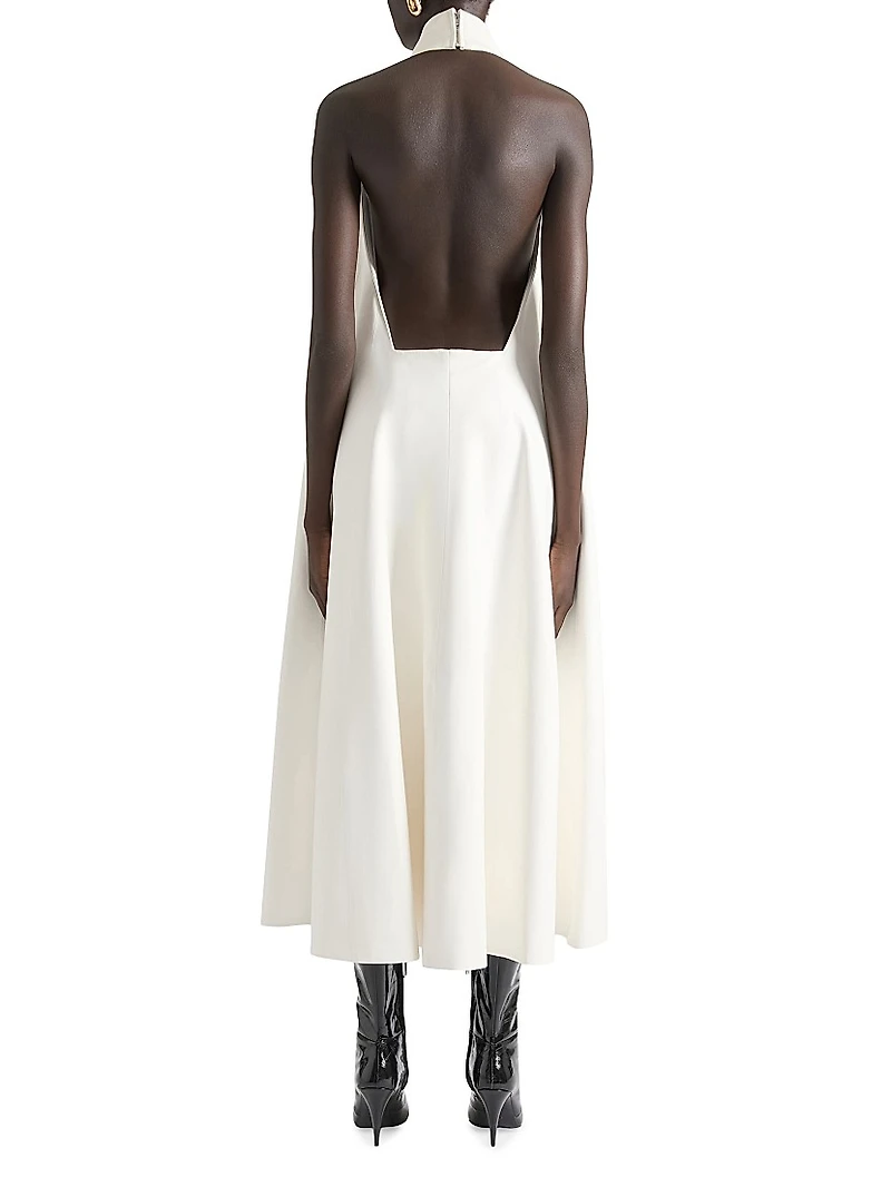 Draped evening dress nappa leather