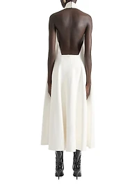 Draped evening dress nappa leather