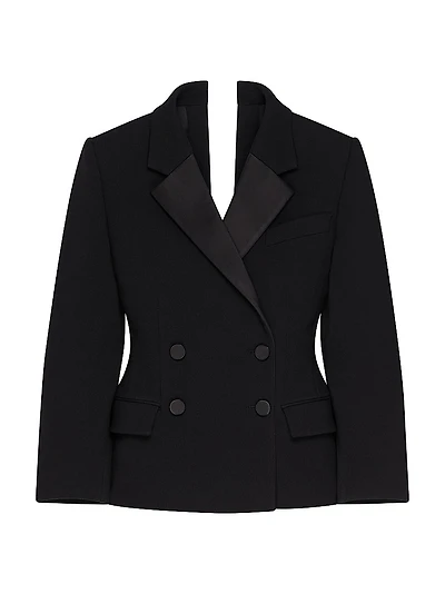Suit-Jacket Crepe with Satin Collar