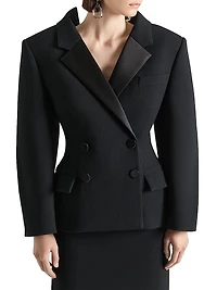 Suit-Jacket Crepe with Satin Collar