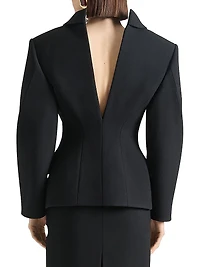 Suit-Jacket Crepe with Satin Collar