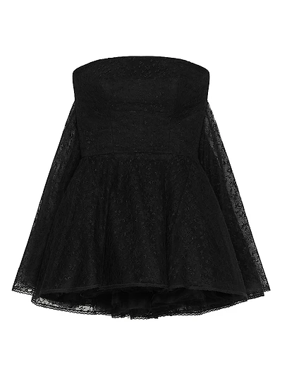 Mini Strapless Dress Lace with Cape