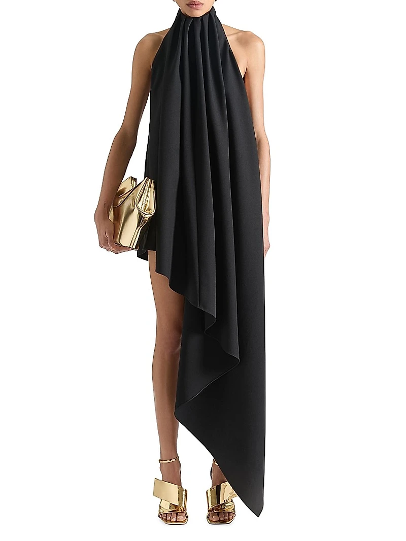Draped Asymmetric Dress Wool