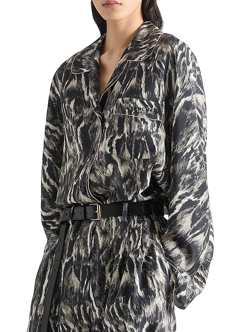 Pyjama Shirt Silk with Animal Print