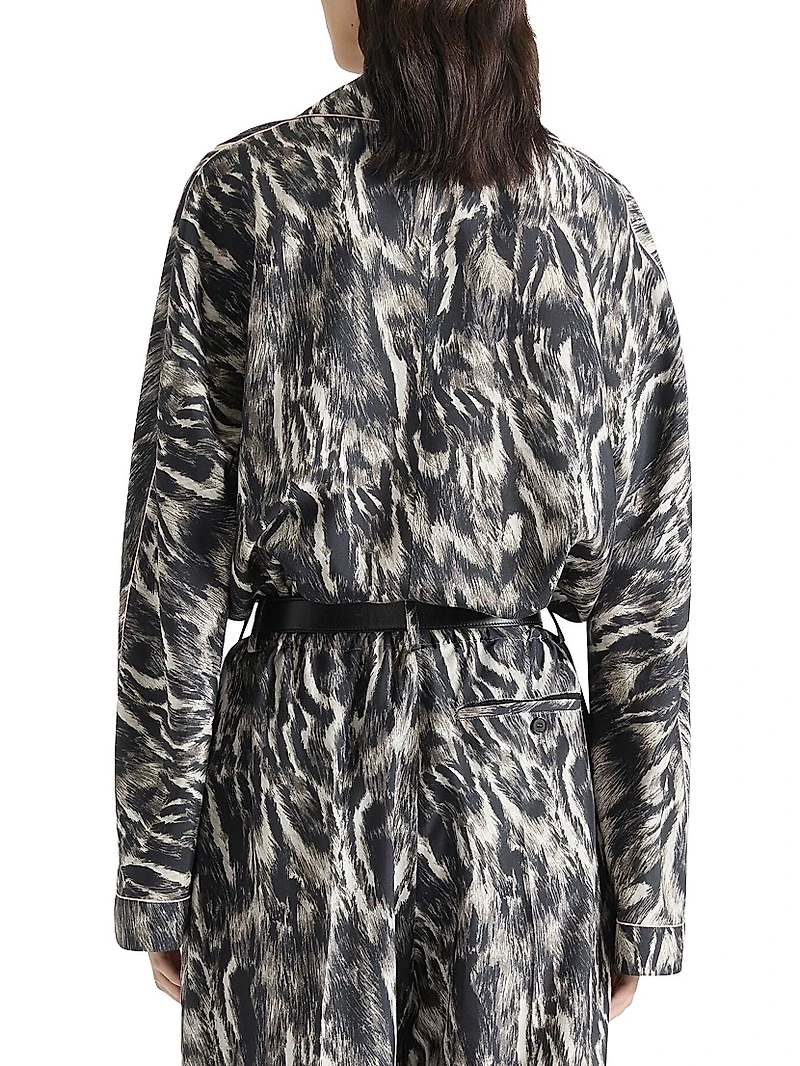 Pyjama Shirt Silk with Animal Print
