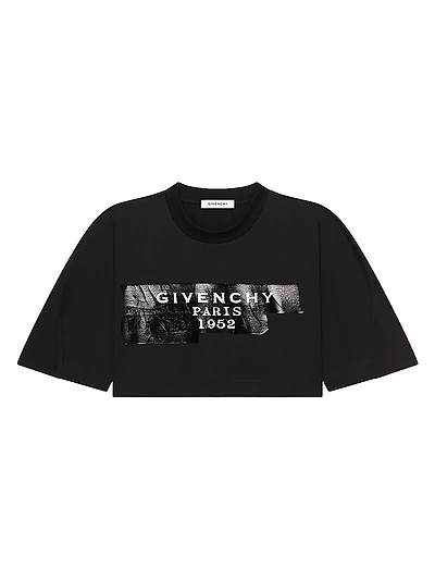 Cropped Fit T-Shirt Cotton with Givenchy Tape