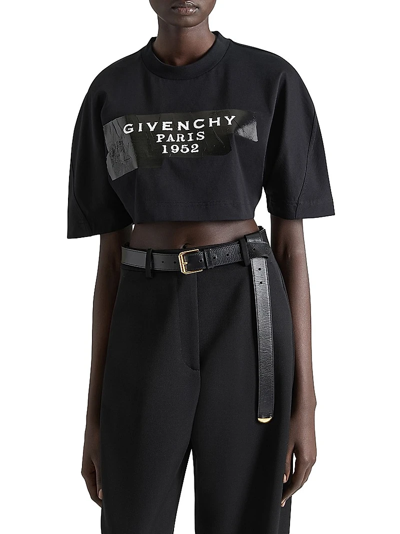 Cropped Fit T-Shirt Cotton with Givenchy Tape
