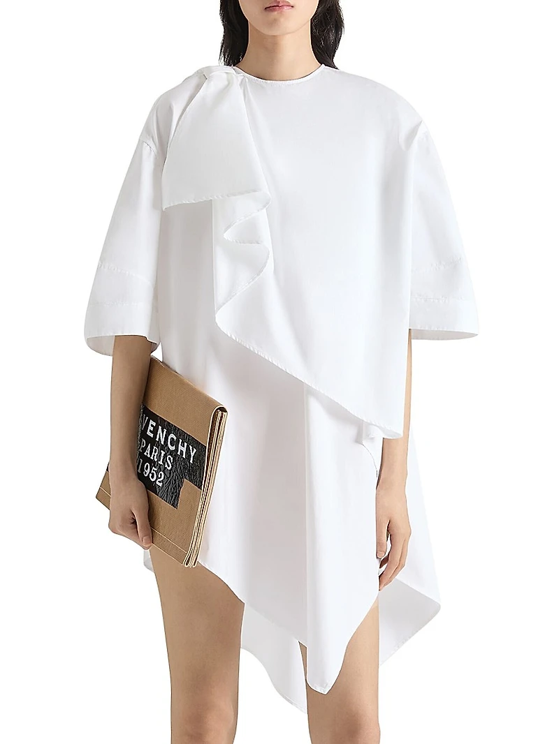 Asymmetric Dress Poplin with Bow