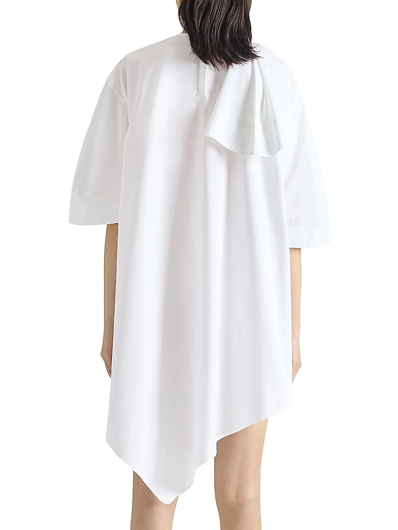 Asymmetric Dress Poplin with Bow
