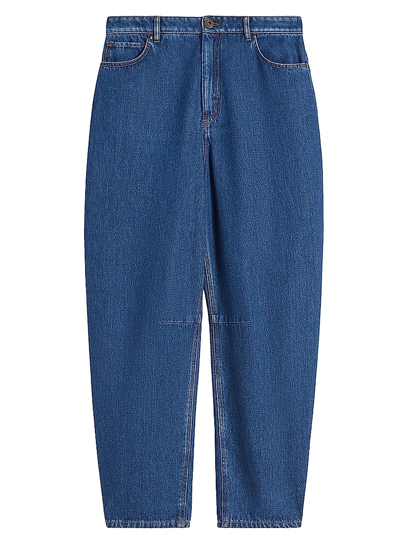 Cotton Denim Barrel Leg Jeans