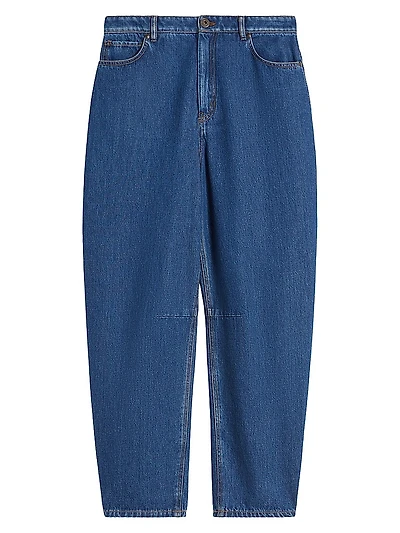 Cotton Denim Barrel Leg Jeans