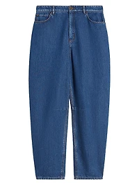 Cotton Denim Barrel Leg Jeans