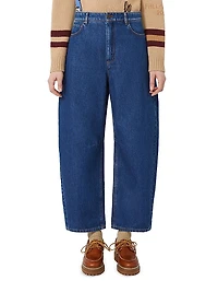 Cotton Denim Barrel Leg Jeans