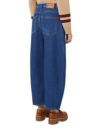 Cotton Denim Barrel Leg Jeans
