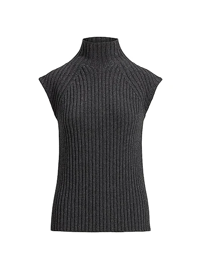 Lofty Rib-Knit Cashmere Top