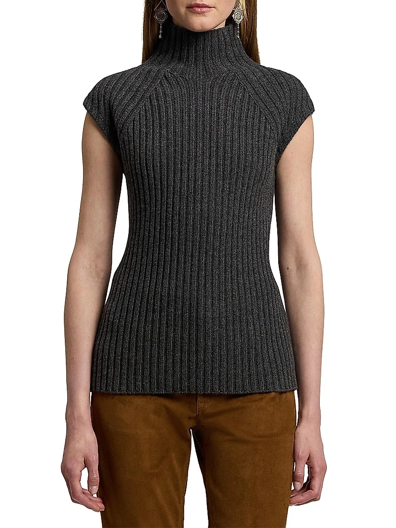 Lofty Rib-Knit Cashmere Top