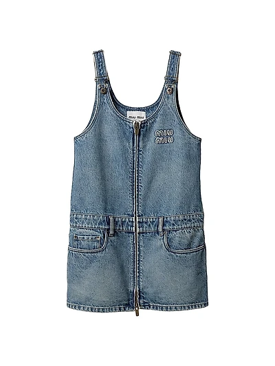 Denim and Poplin Zipper Dress