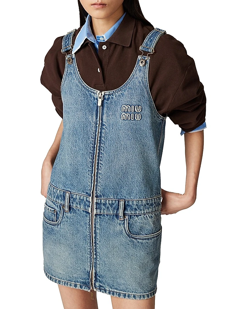 Denim and Poplin Zipper Dress