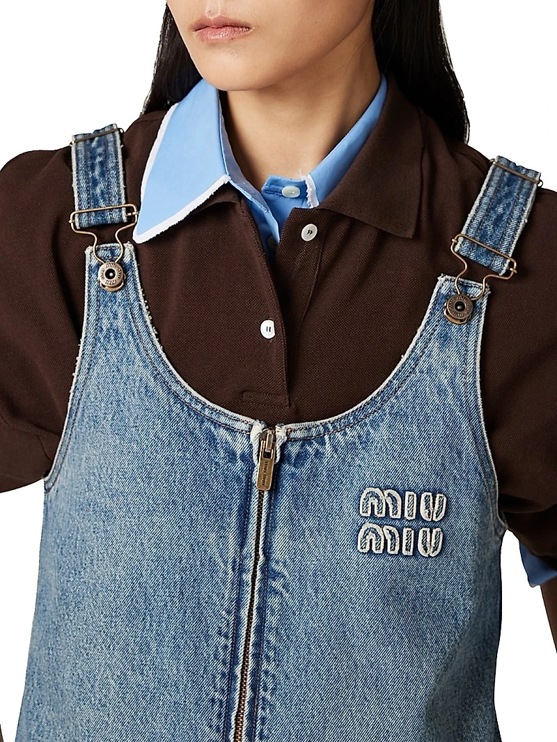 Denim and Poplin Zipper Dress