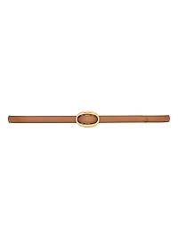 Oval Buckle Thin Belt Leather