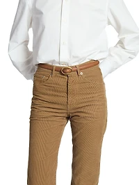 Oval Buckle Thin Belt Leather