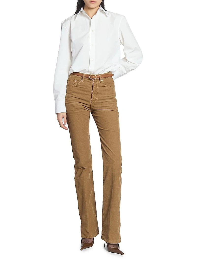 Oval Buckle Thin Belt Leather