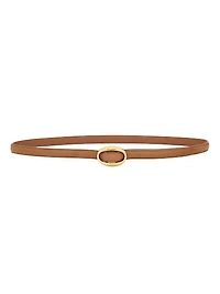 Oval Buckle Thin Belt Leather