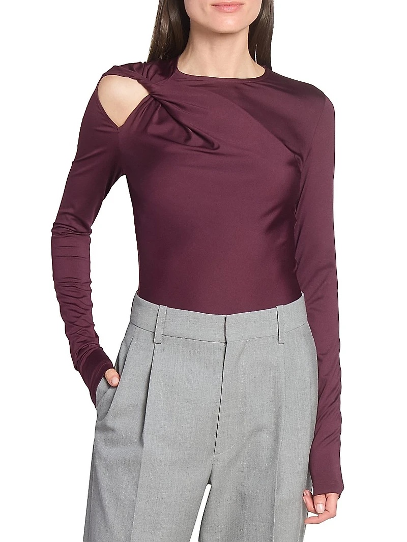 Twisted Cut-Out Stretch-Jersey Top