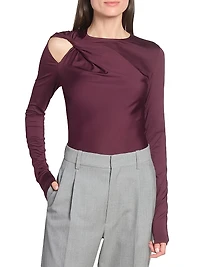 Twisted Cut-Out Stretch-Jersey Top