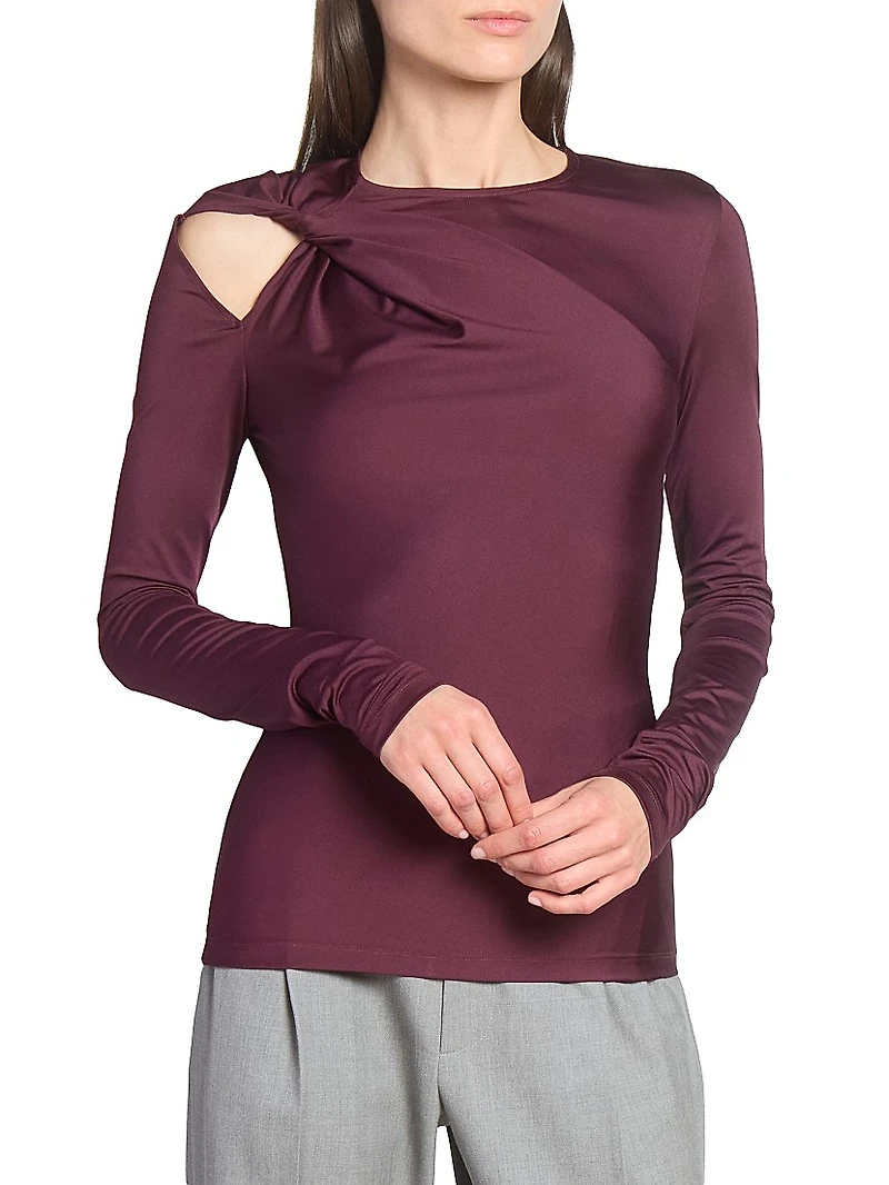 Twisted Cut-Out Stretch-Jersey Top