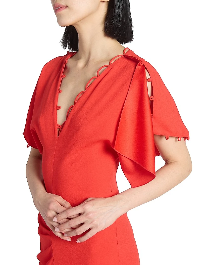 Asymmetric Draped Crepe Maxi Dress