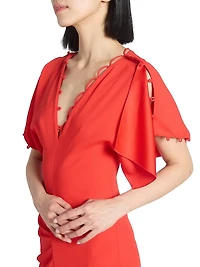 Asymmetric Draped Crepe Maxi Dress
