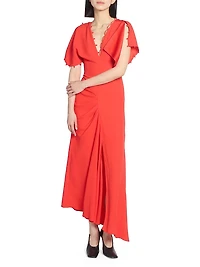 Asymmetric Draped Crepe Maxi Dress