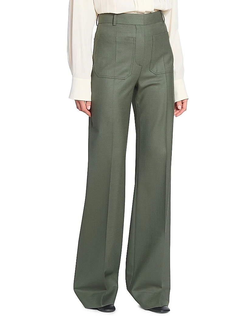 Alina Stretch-Wool Wide-Leg Trousers