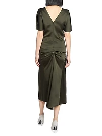 Satin Draped-Sleeve Top