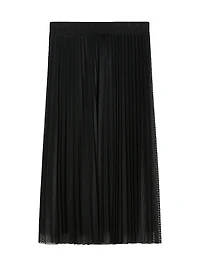 Long Pleated Mesh Skirt