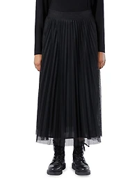 Long Pleated Mesh Skirt