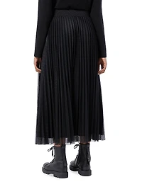 Long Pleated Mesh Skirt