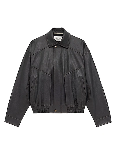 Bomber Jacket Grained Lambskin Leather