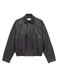 Bomber Jacket Grained Lambskin Leather