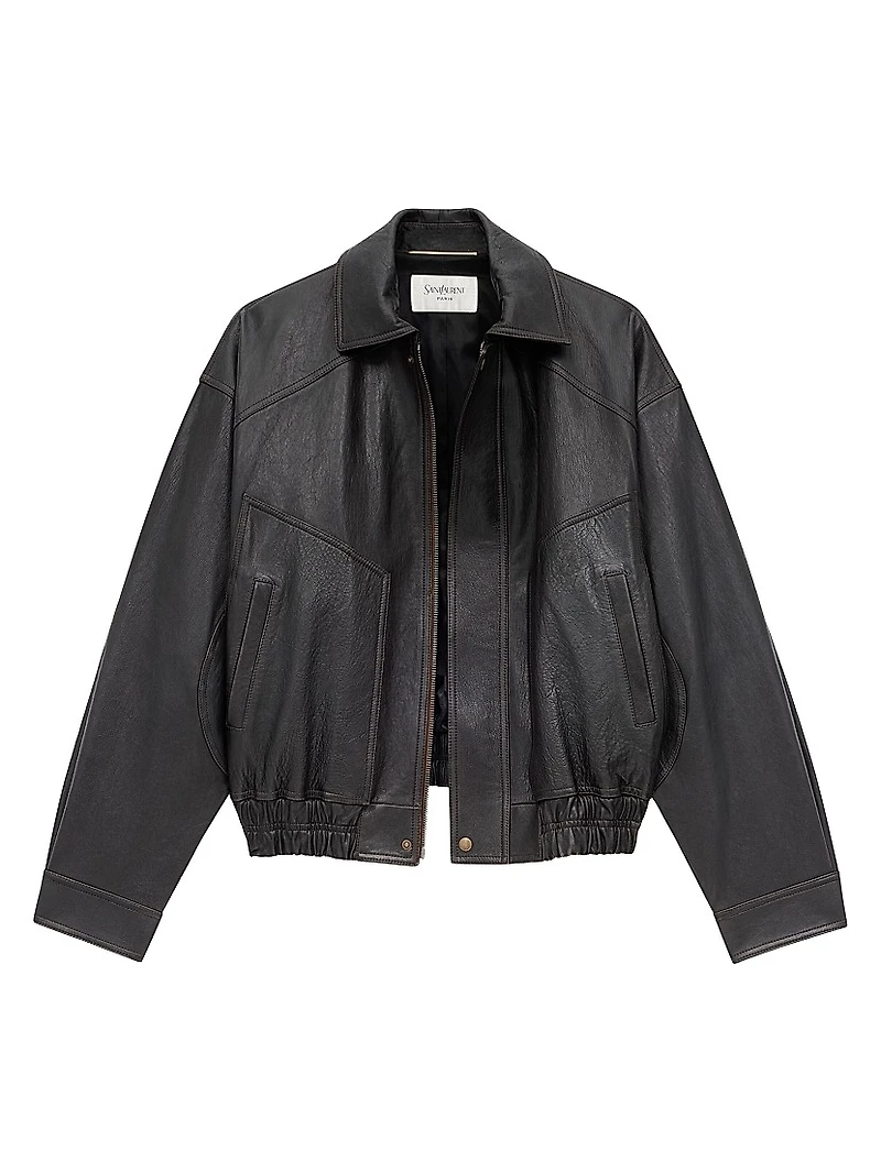 Bomber Jacket Grained Lambskin Leather