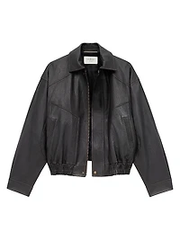 Bomber Jacket Grained Lambskin Leather