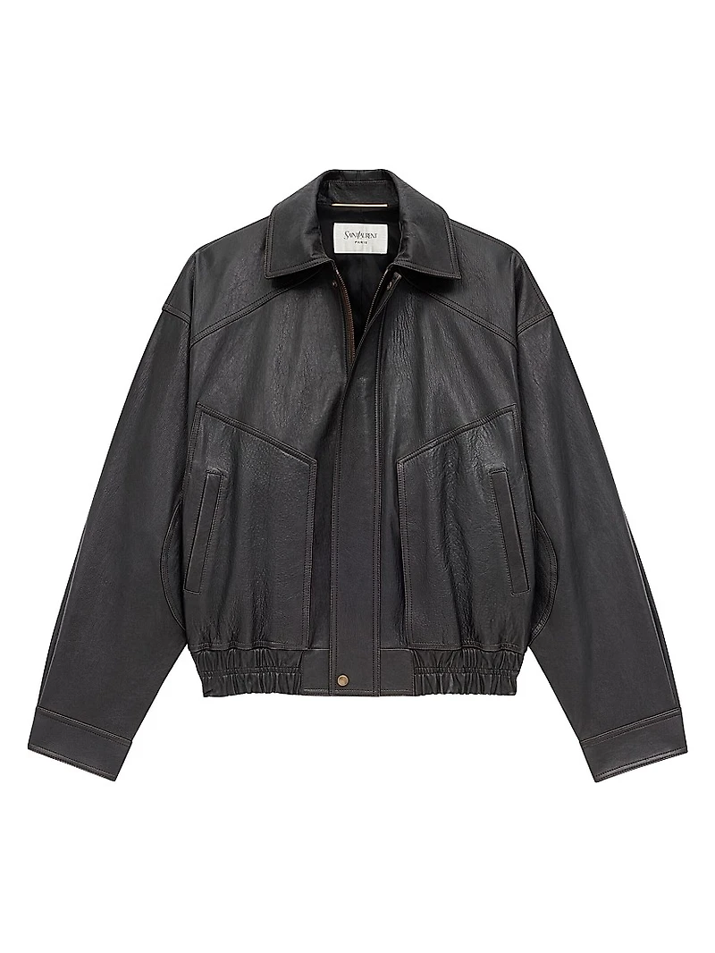 Bomber Jacket Grained Lambskin Leather