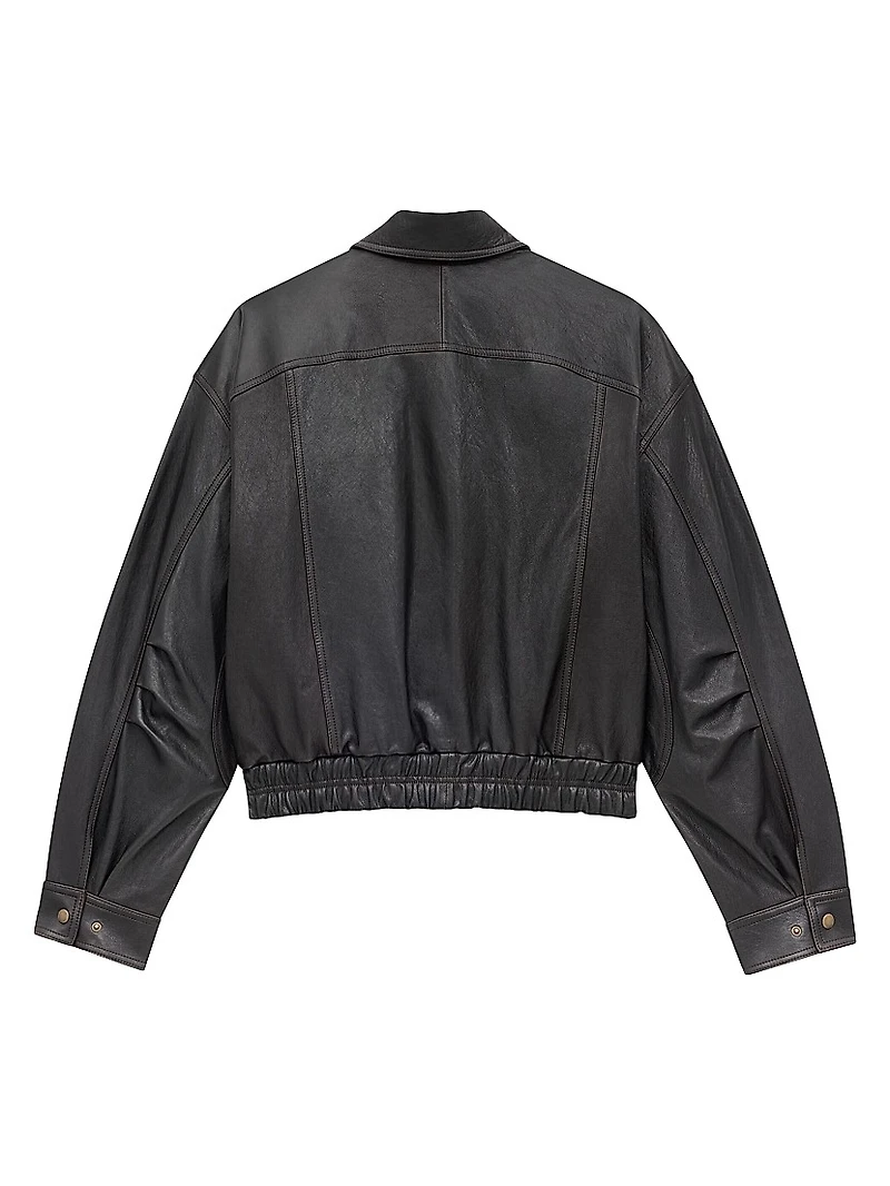 Bomber Jacket Grained Lambskin Leather