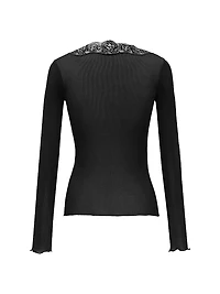 Laced Cardigan Ribbed Silk