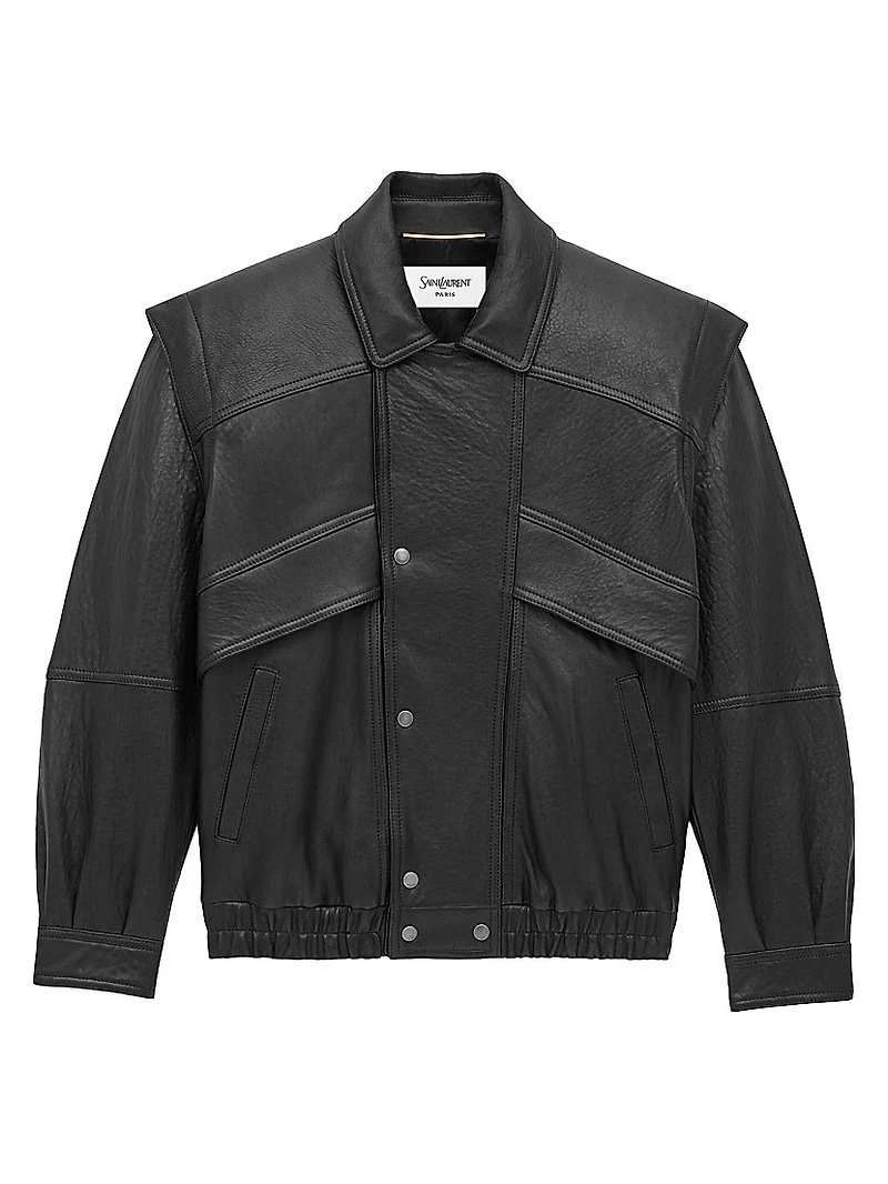 Bomber Jacket Bubbled Lambskin Leather