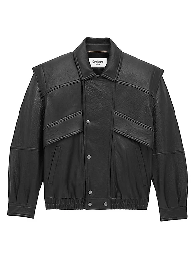 Bomber Jacket Bubbled Lambskin Leather