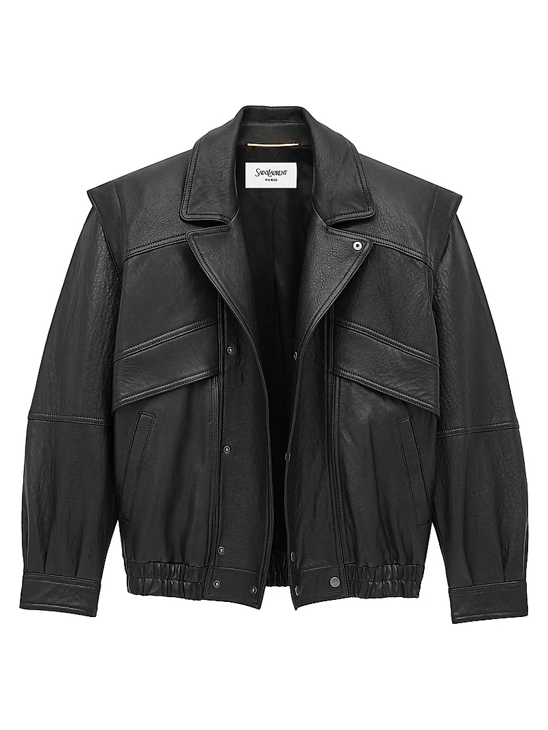 Bomber Jacket Bubbled Lambskin Leather